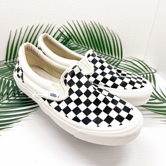 Vans Other - Vans Men's Classic Slip-On Checkerboard Loafer Shoes Size 10 Black/Off-White
